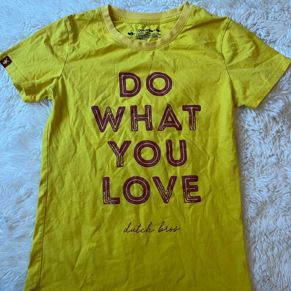 Yellow “do what you love” Dutch bros cotton shirt